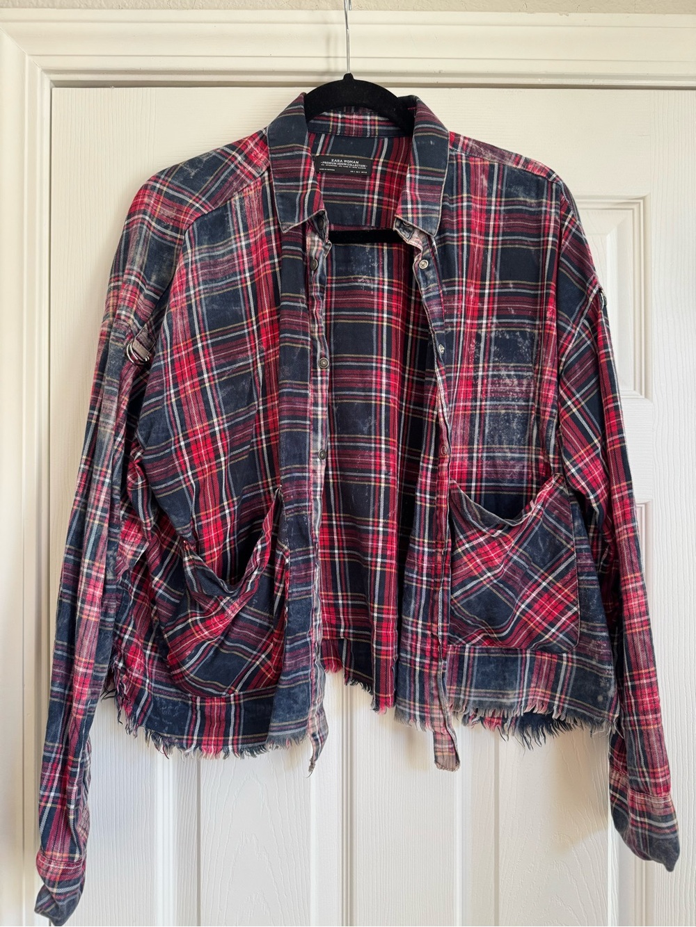 Zara Red & Navy Plaid button down shirt